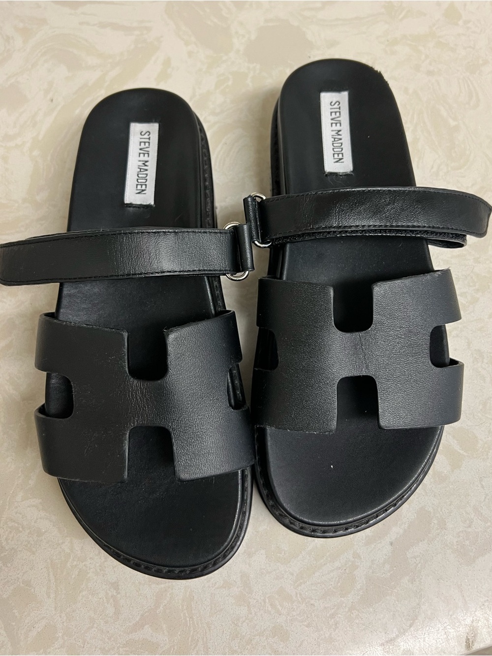 Steve Madden Black Platform Slide Sandals for Women - Picture 12 of 15